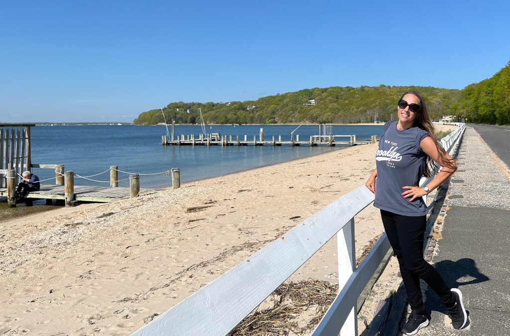 travelgrip på strand på shelter island long island new york